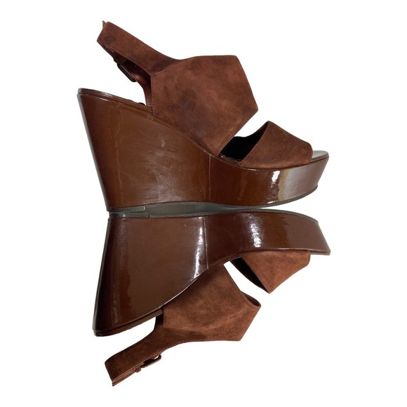 JUICY COUTURE Sandals Women's 9M Brown Suede Leather Platform Heels - Picture 5 of 9